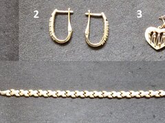 Cercel, pandantiv, lant, cruce – aur 14k